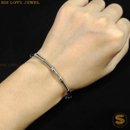 Whispering Bamboo Silver Bangle H054 Silver