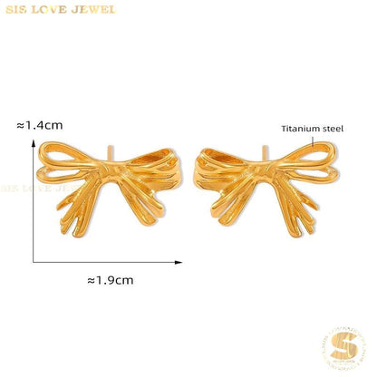 Dainty Ribbon Bow Studs S027