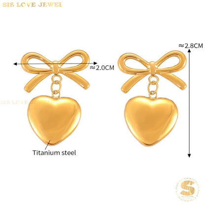 Ribbon & Love Drop Earrings S031