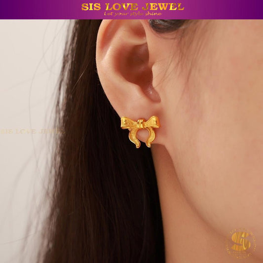 Dainty Ribbon Bow Studs S036