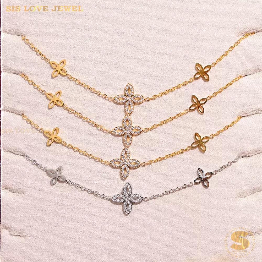 Lucky 18K Gold Clover Zircon Bracelet B242