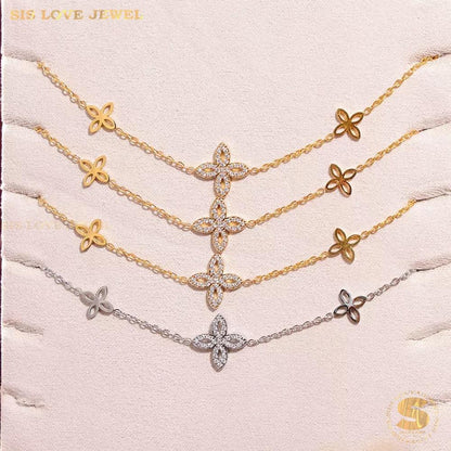 Lucky 18K Gold Clover Zircon Bracelet B242