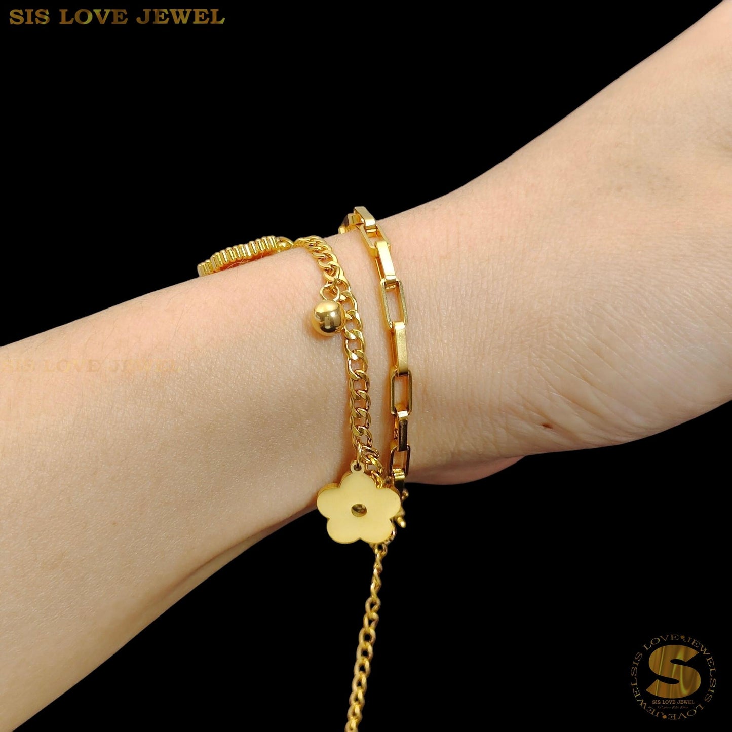 2-Layer Flower Chain Bracelet B213