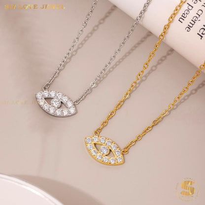 Zirconia Eye Necklace & Bracelet Set