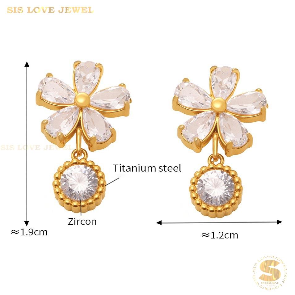 Sparkling Flower Drop Earrings S049