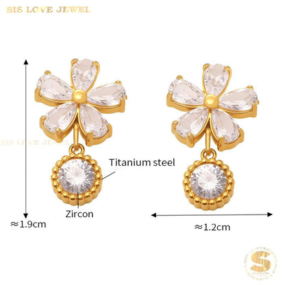 Sparkling Flower Drop Earrings S049