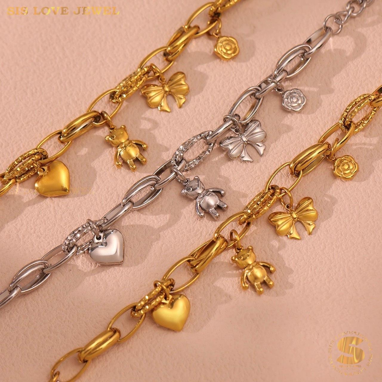 Statement Chunky Charm Bracelet B254