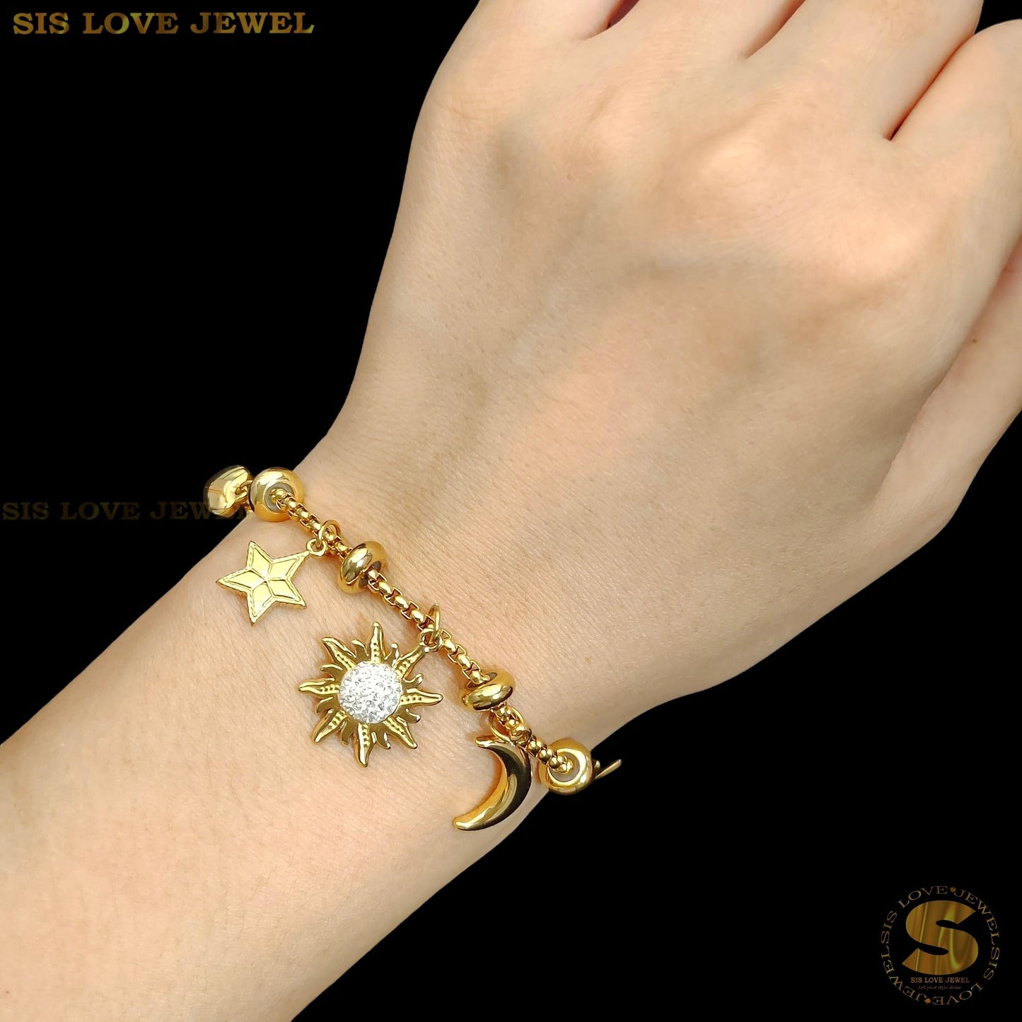 Star Moon Charm Bracelet B156