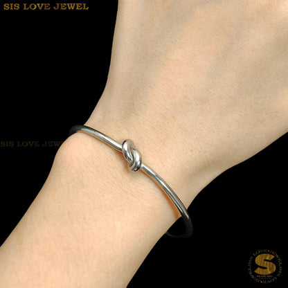 Silver Color Knot Adjustable Bangle H003