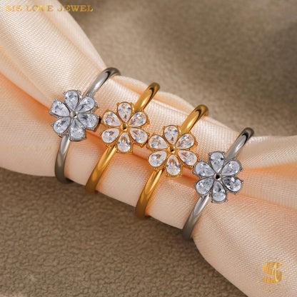 Zirconia Flower Ring R132