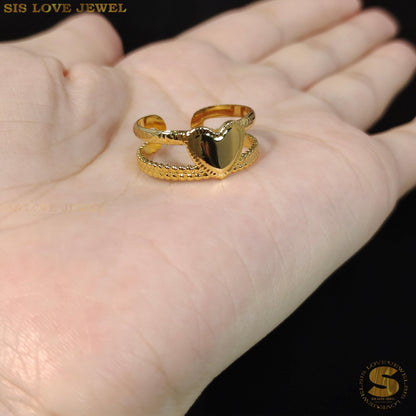 Double Layers Love Adjustable Ring R080