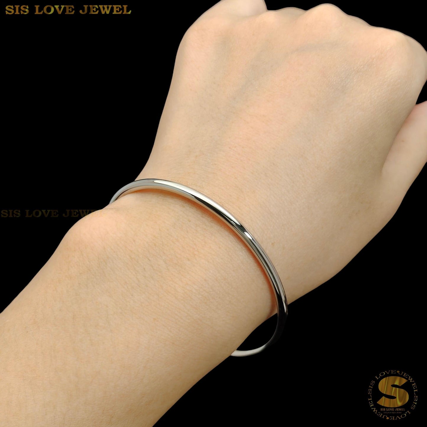 Silver Color Simple Round Bangle H001