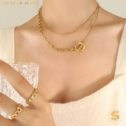 OT Lock Long Chain Necklace N098