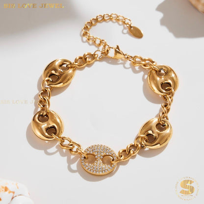 Chic Zircon Coffee Bean Bracelet B248