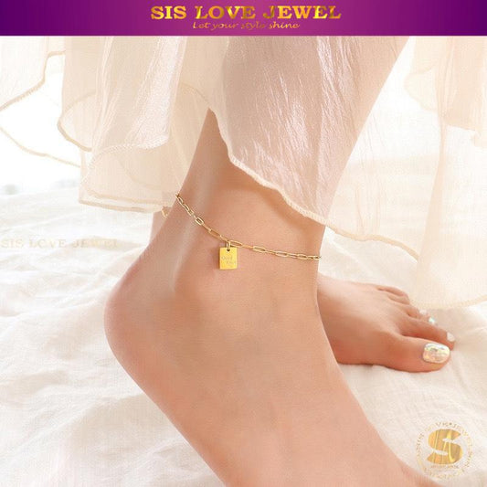Paperclip Chain Good Luck Anklet A039