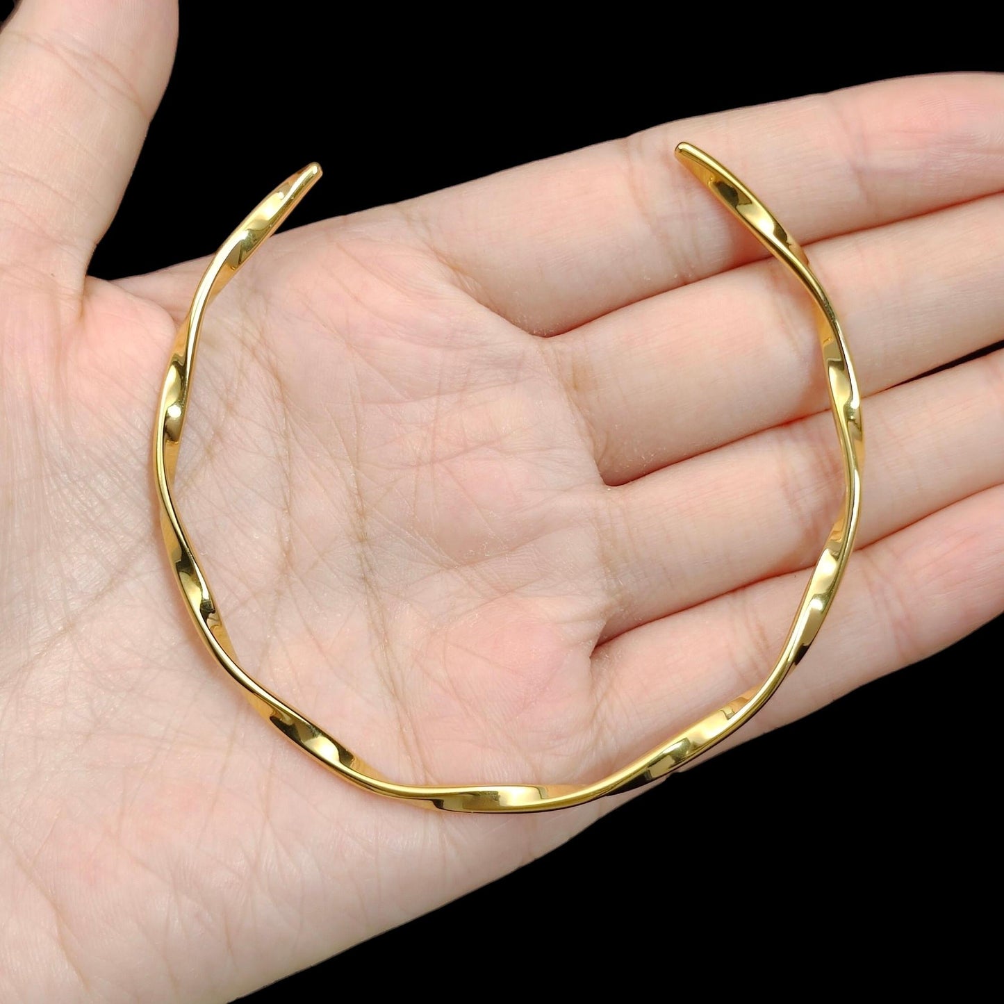 Simple Thin Twisted Adjustable Bangle H145