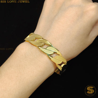 Thick Oval Radiant Twist Bangle H133