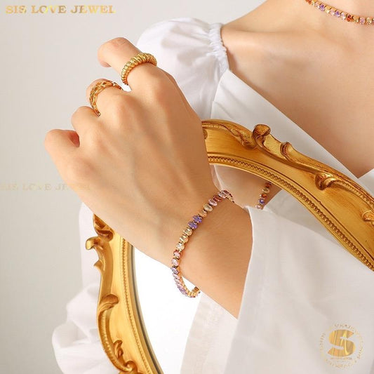 Colorful Zirconia Bracelet B044 Colorful