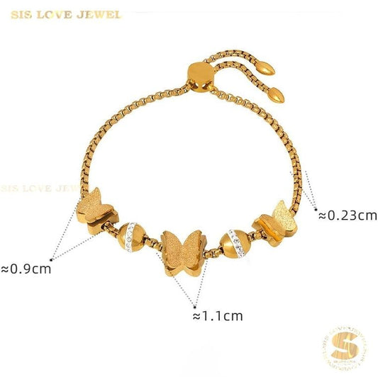 3 Butterfly Adjustable Chain Bracelet B082