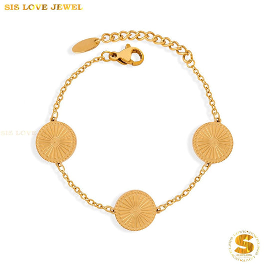 3 Disc Charm Bracelet B135