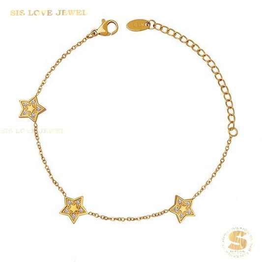 3 Star Zirconia Bracelet B136