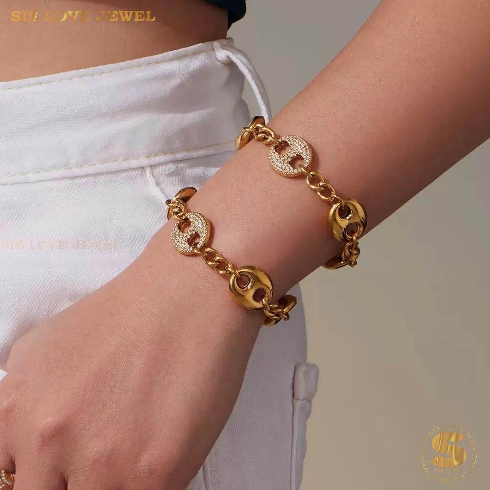 Chic Zircon Coffee Bean Bracelet B248