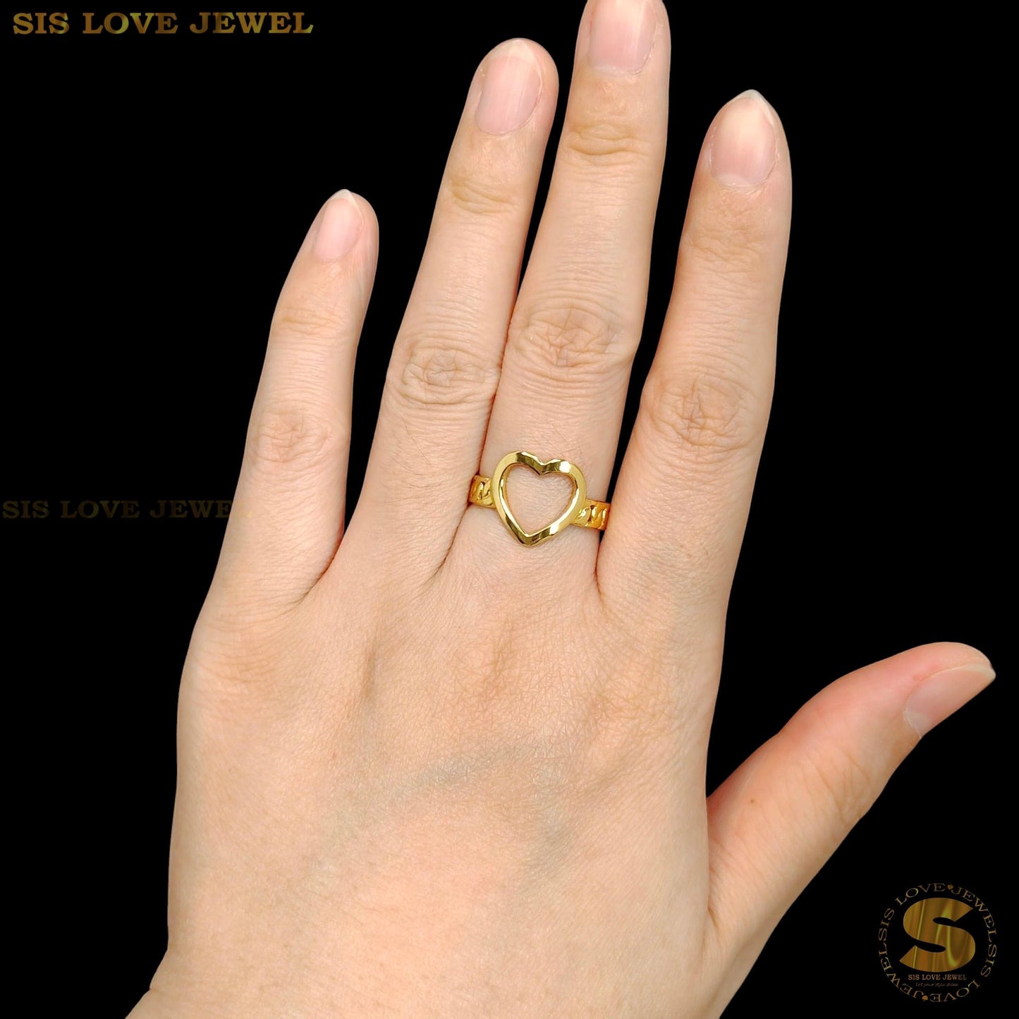 Sweet 18K Gold Hollow Love Ring R141