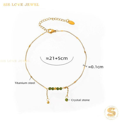 Olive Green Crystal Anklet A031