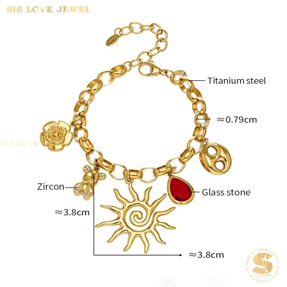 Edgy Sun Bear Charm Bracelet B265