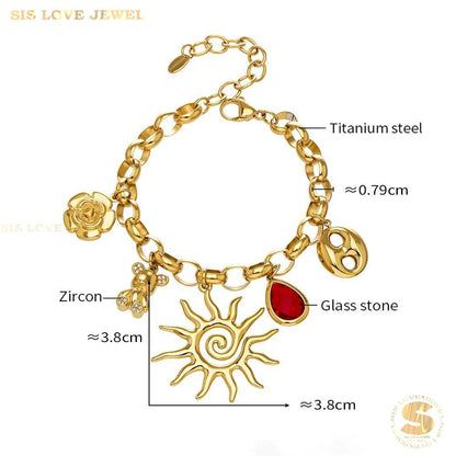 Edgy Sun Bear Charm Bracelet B265