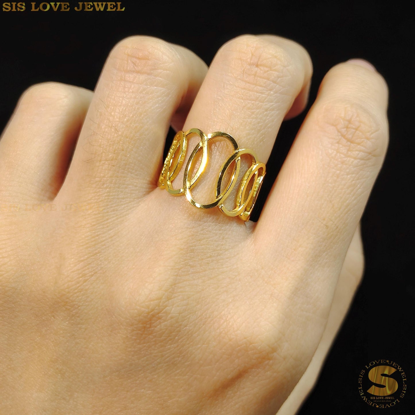 Simple Gold Plated Adjustable Ring R082