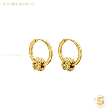 Dazzling Barrel Hoop Earrings S041