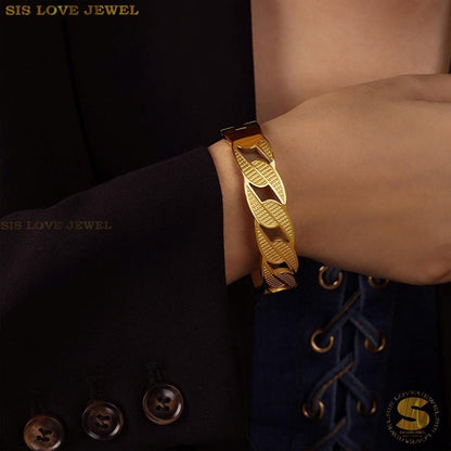 Thick Oval Radiant Twist Bangle H133