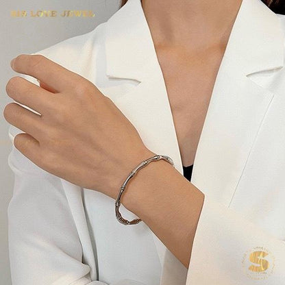 Whispering Bamboo Silver Bangle H054 Silver