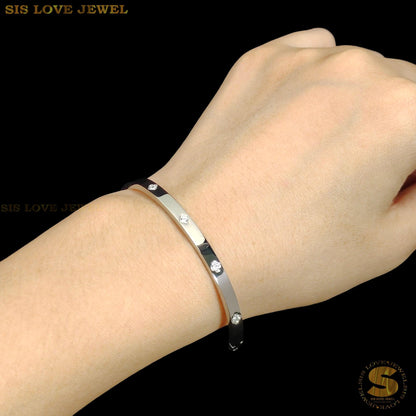 Starlight Zirconia Silver Bangle H102 Silver