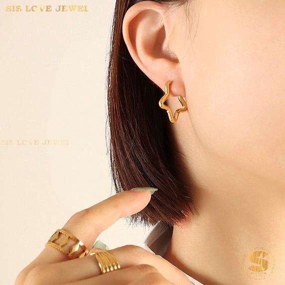 Asymmetric Star Hoop Earrings S012