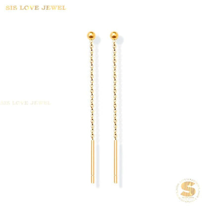 Dainty Gold Plated Bar & Ball Earrings S043