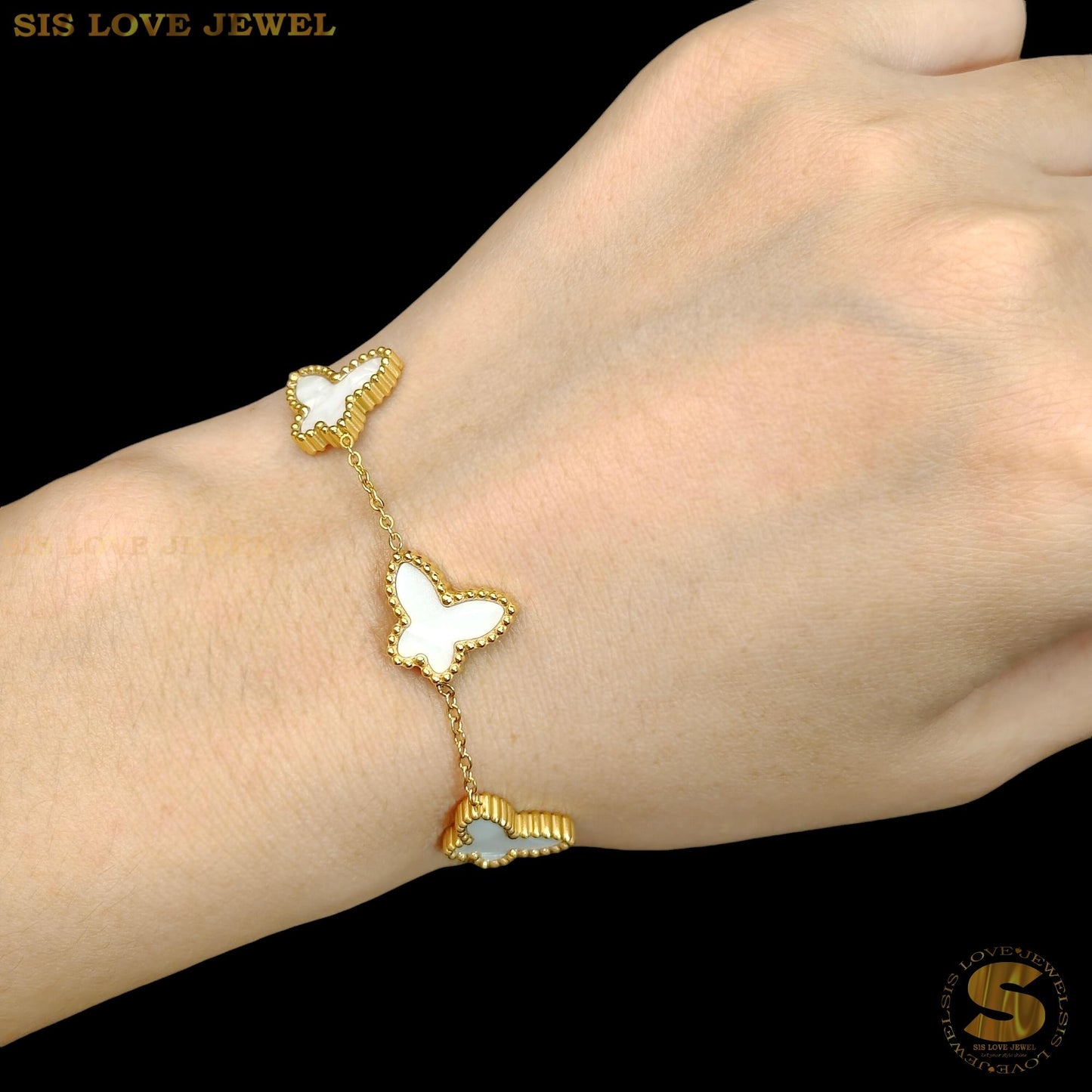 Double Sides White Shell Butterfly Bracelet B159