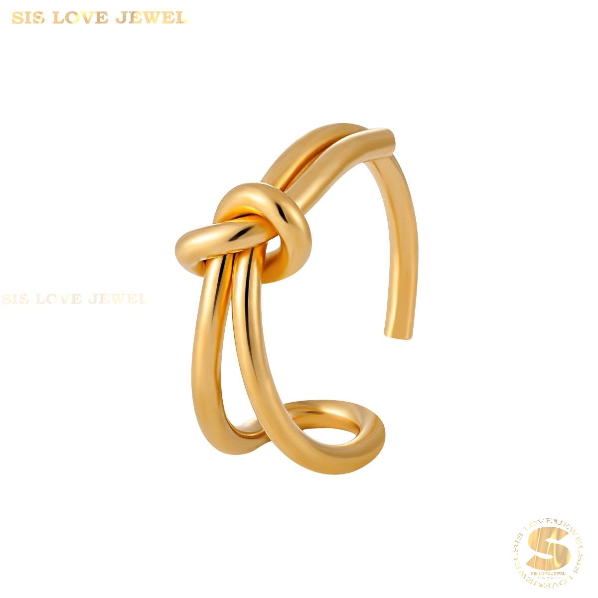 Simple Gold Plated Love Knot Ring R056