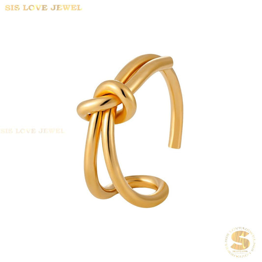 Simple Gold Plated Love Knot Ring R056