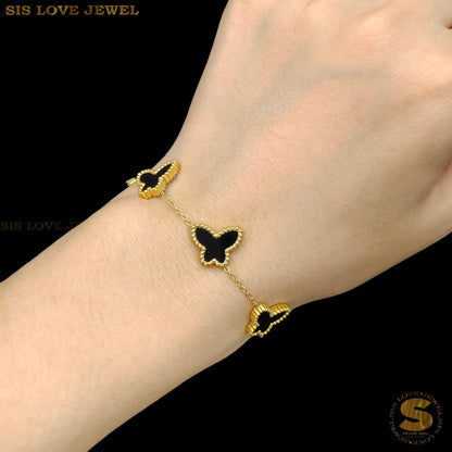 Black Butterfly Chain Bracelet B159