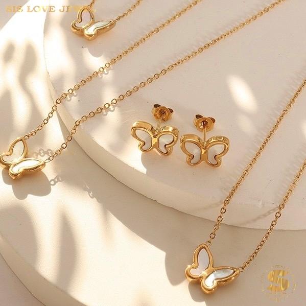 Elegant Gold Plated Butterfly Jewelry Set