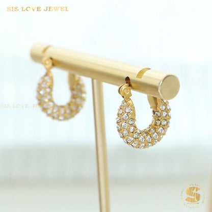 Dainty Zirconia Gold Plated Huggie Earrings S026