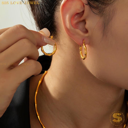 Chic Bamboo Hoop Earrings S035