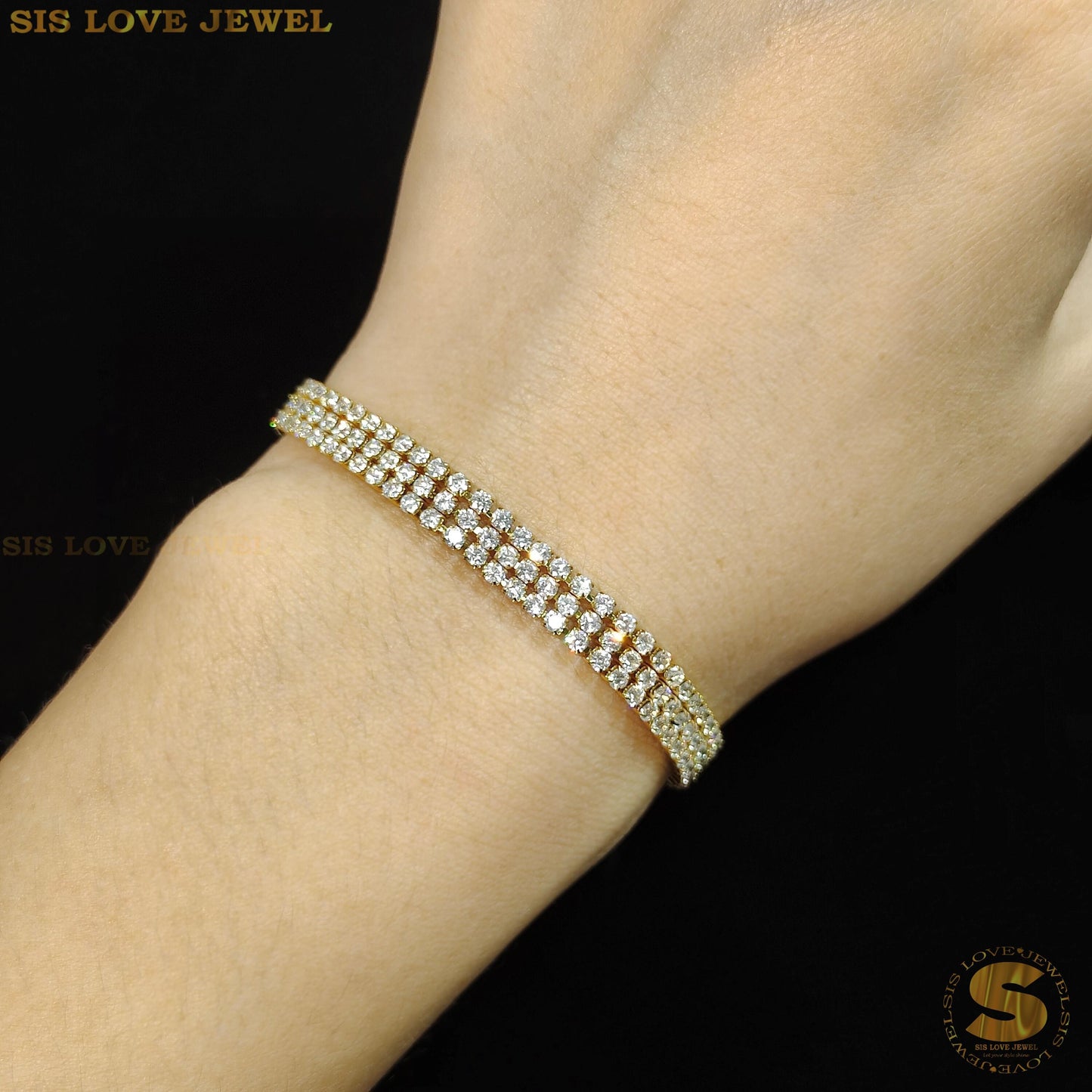 White Cubic Zirconia 3 Layers Bracelet B146