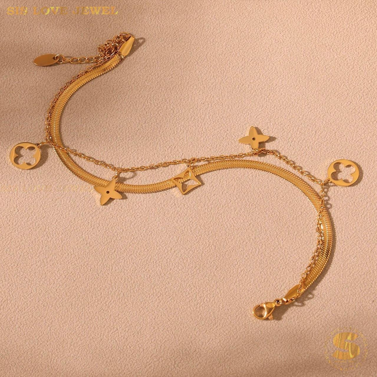 Double Layer Gold Plated Anklet A041