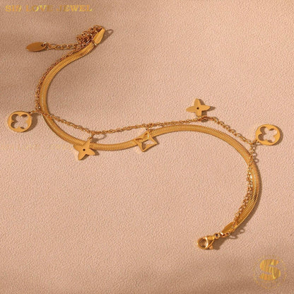 Double Layer Gold Plated Anklet A041