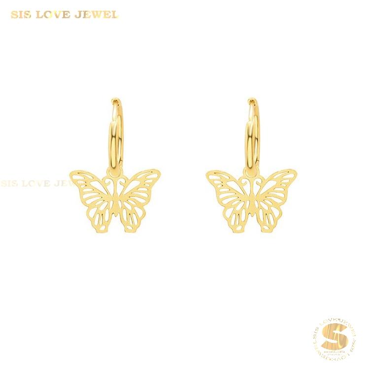 Butterfly Dangle Hoop Earrings S044