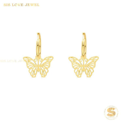 Butterfly Dangle Hoop Earrings S044