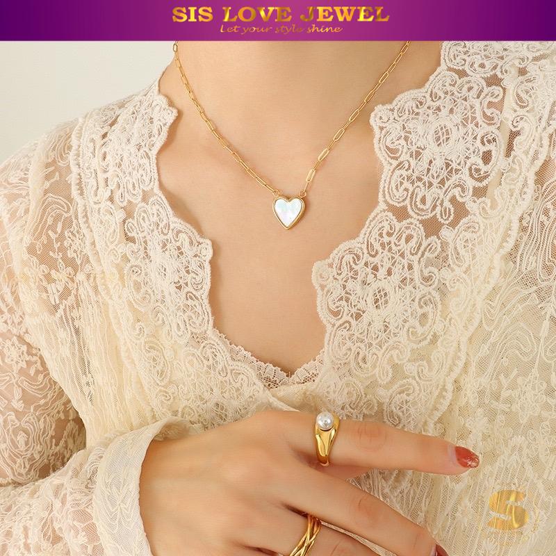Shell & Love Pendant Paperclip Necklace N108